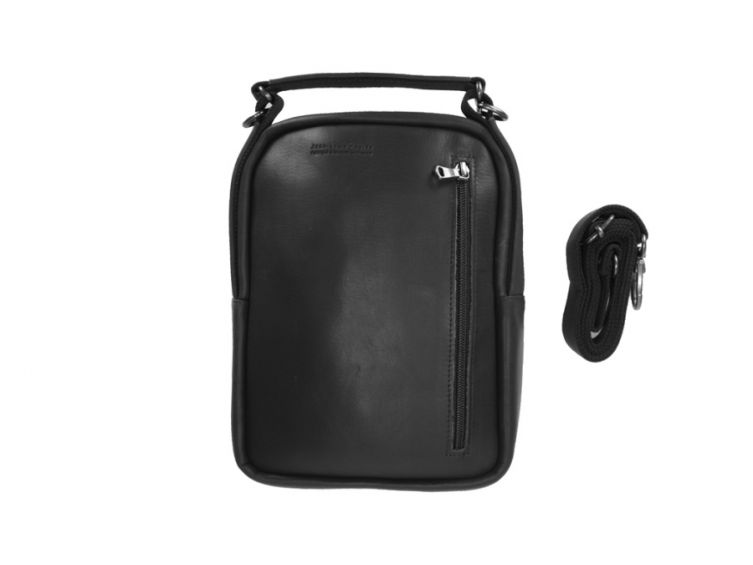 Sacoche à main et bandoulière  en cuir noir