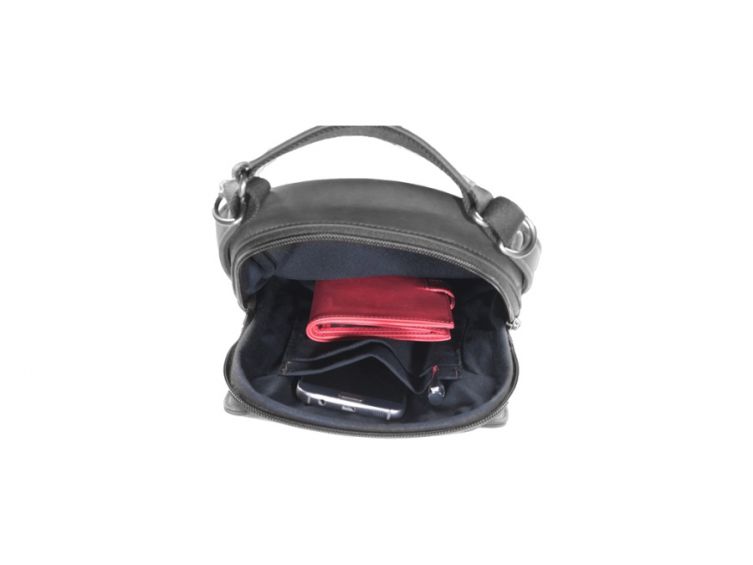 Sacoche à main et bandoulière  en cuir noir
