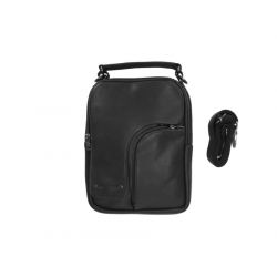 Sacoche à main et bandoulière  en cuir noir