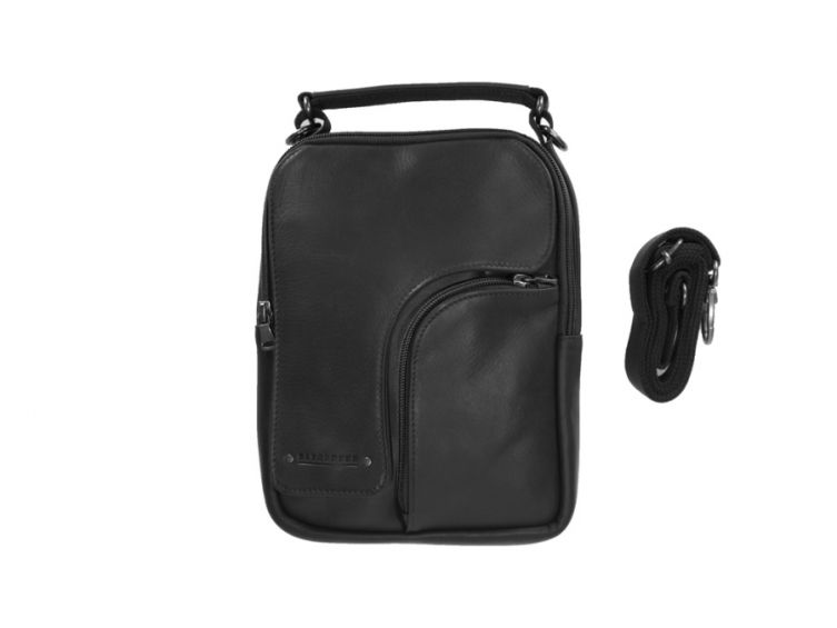 Sacoche à main et bandoulière  en cuir noir