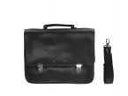 Cartable serviette en cuir noir 2 soufflets