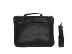 Cartable serviette en cuir noir 2 soufflets