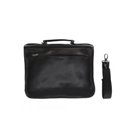 Cartable serviette en cuir noir 2 soufflets