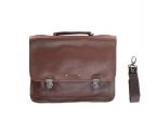 Cartable serviette en cuir marron 2 soufflets