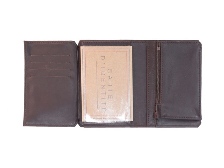 Portefeuille Baroudeur en cuir marron foncé 949