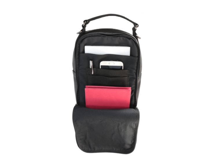 Sacoche à main et bandoulière  en cuir noir - 9329