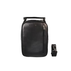 Sacoche à main et bandoulière  en cuir noir - 9329