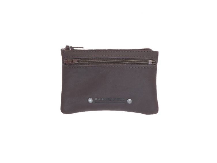 Porte monnaie et carte en cuir marron foncé - 9106