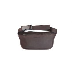 Pochette ceinture extra plate en cuir marron foncé - 9670