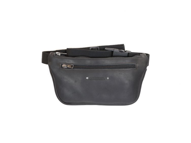 Pochette ceinture extra plate en cuir noir - 9670