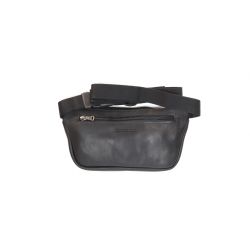 Pochette ceinture extra plate en cuir noir - 9670