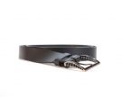 Ceinture cuir noir, boucle style moderne acier anthracite 4050