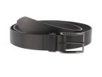 Ceinture cuir noir, boucle style moderne acier anthracite 4050