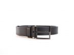 Ceinture cuir noir, boucle style moderne acier anthracite 4050