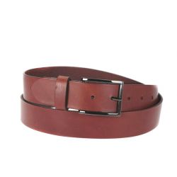 Ceinture cuir marron cannelle, boucle universelle brillante 4050