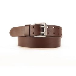 Ceinture homme en cuir marron double perforation