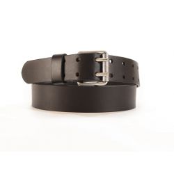 Ceinture homme en cuir noir double perforation 4021