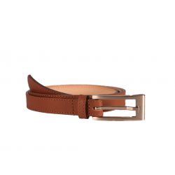 Fine ceinture femme en cuir fauve piqure contrastée 7022 