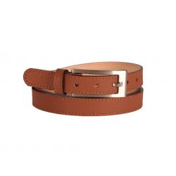 Fine ceinture femme en cuir fauve piqure contrastée 7022 