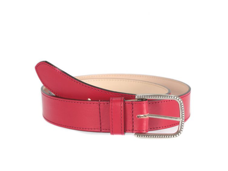 Ceinture cuir doublé rouge boucle à motif 5030