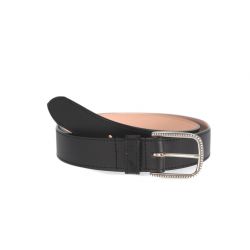 Ceinture cuir doublé noir boucle à motif 5030