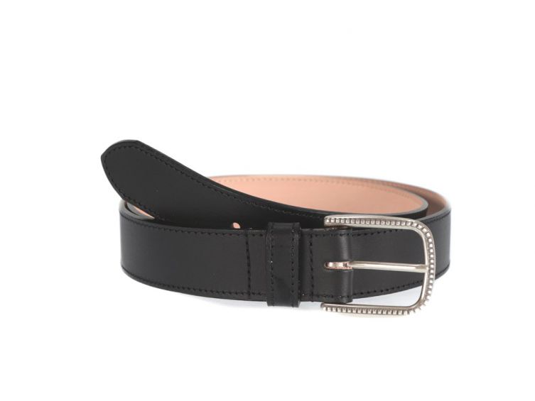 Ceinture cuir doublé noir boucle à motif 5030