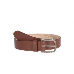 Ceinture cuir doublé marron Gold boucle à motif 5030