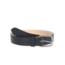 Ceinture cuir doublé bleu nuit boucle à motif 5030