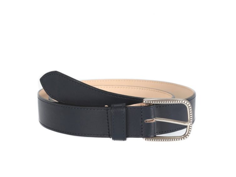 Ceinture cuir doublé bleu nuit boucle à motif 5030