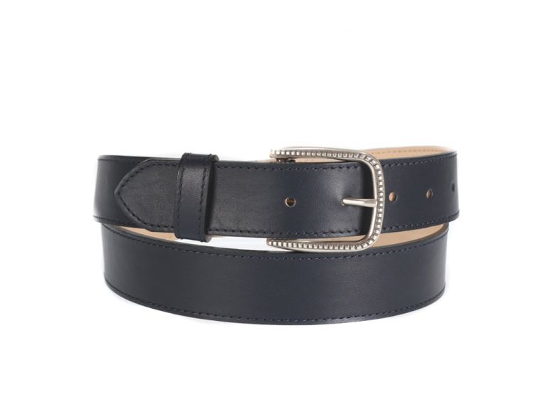 Ceinture cuir doublé bleu nuit boucle à motif 5030