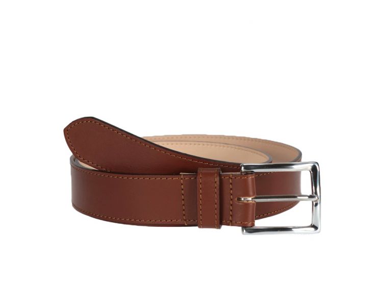 Ceinture cuir doublé gold, boucle rectangle acier poli 5032