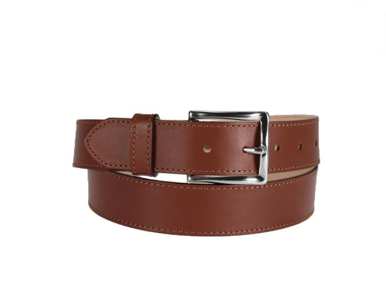 Ceinture cuir doublé gold, boucle rectangle acier poli 5032