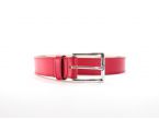 Ceinture cuir doublé rouge, boucle rectangle acier poli 5032