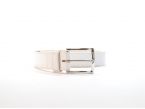 Ceinture cuir doublé blanc, boucle rectangle acier poli 5032