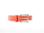Ceinture cuir doublé orange, boucle rectangle acier poli 5032