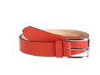 Ceinture cuir doublé orange, boucle rectangle acier poli 5032