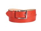 Ceinture cuir doublé orange, boucle rectangle acier poli 5032