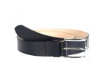 Ceinture cuir doublé bleu nuit, boucle rectangle acier poli 5032