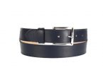 Ceinture cuir doublé bleu nuit, boucle rectangle acier poli 5032