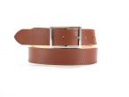 Ceinture cuir doublé marron Gold, boucle double finement striée 5036
