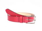 Ceinture doublée cuir rouge, boucle élégante acier poli 5037