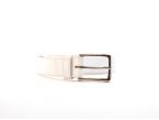 Ceinture doublée cuir blanc, boucle élégante acier poli 5037