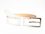 Ceinture doublée cuir blanc, boucle élégante acier poli 5037
