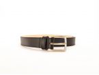 Ceinture cuir noir doublé, boucle finition acier vieilli rectangulaire 5054