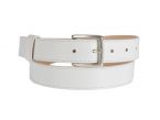 Ceinture cuir blanc doublé, boucle finition acier vieilli rectangulaire 5054