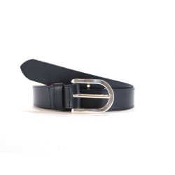 Ceinture cuir doublé bleu nuit, boucle rectangle acier poli 5029 