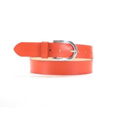Ceinture cuir doublé orange, boucle rectangle acier poli 5029 