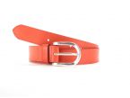 Ceinture cuir doublé orange, boucle rectangle acier poli 5029 