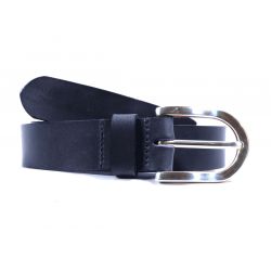 Ceinture cuir bleu marine boucle arrondie et massive 4029