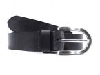 Ceinture cuir noir boucle arrondie et massive 4029